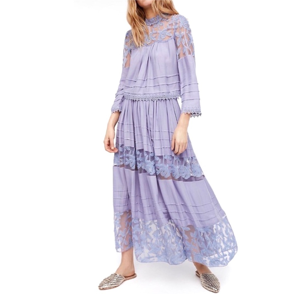 Free People Lavender Lace Skirt Set